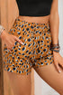 Ruffle Leopard Print Elastic Waist Shorts - M