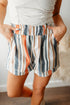 Vintage Washed Elastic Frill Waist Casual Shorts - L