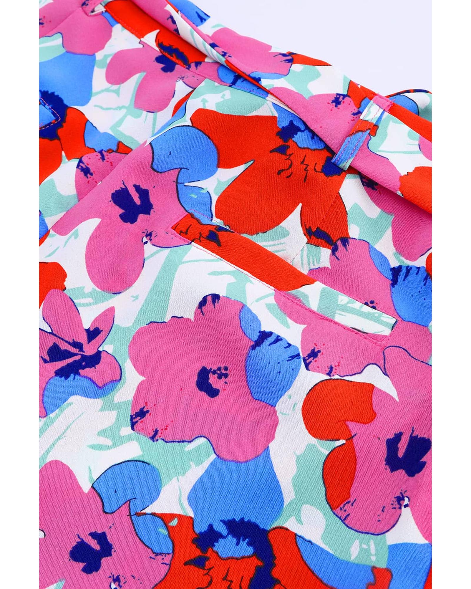 Azura Exchange Belted Floral Print Shorts - 10 US