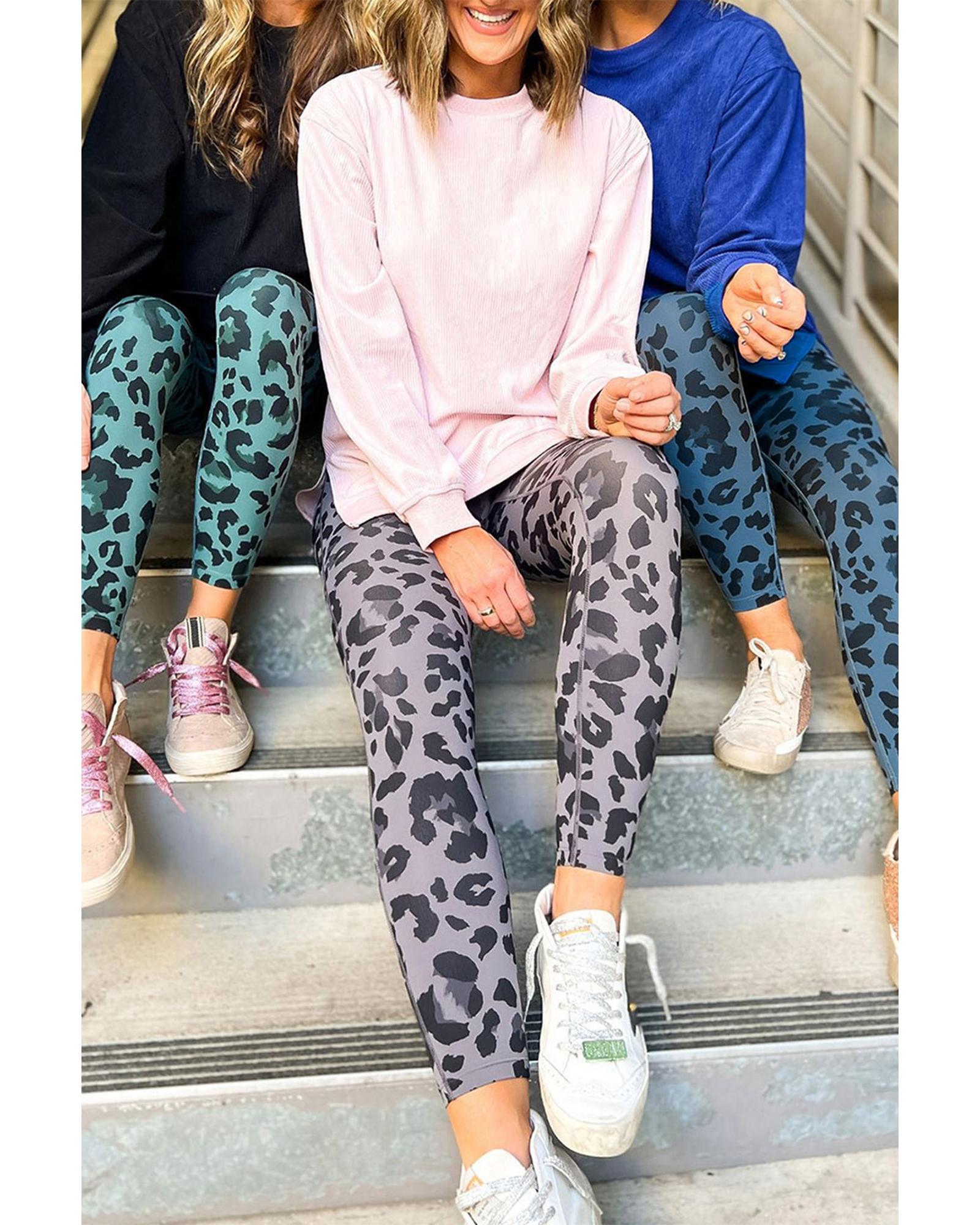 Leopard Print Active Leggings - L