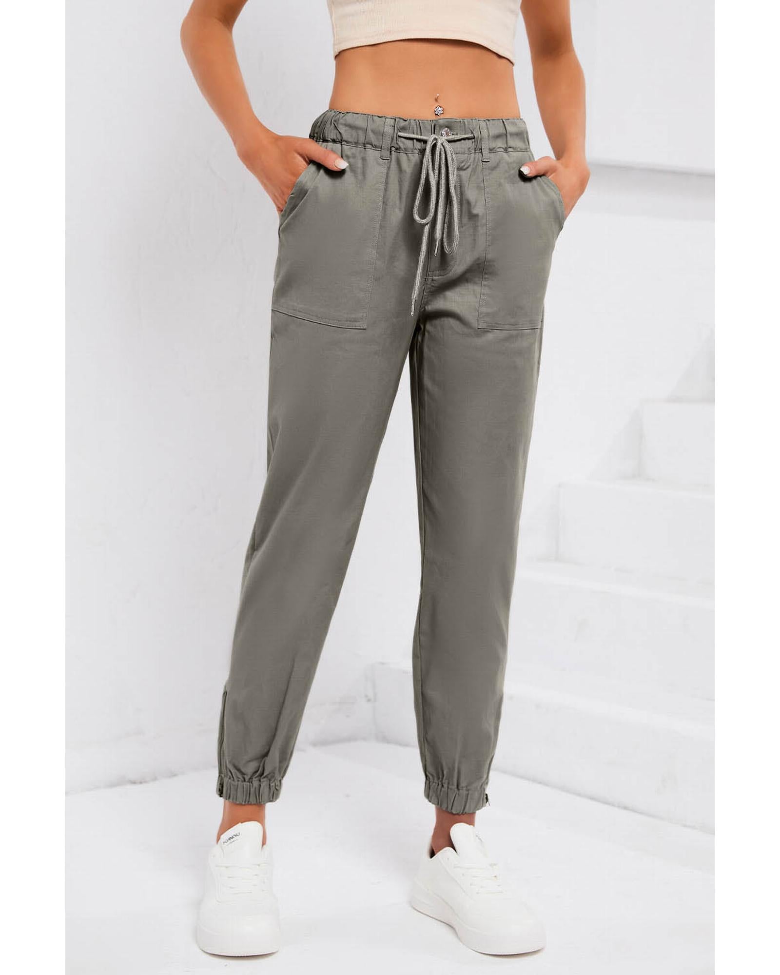 Pocketed Twill Jogger Pants - S