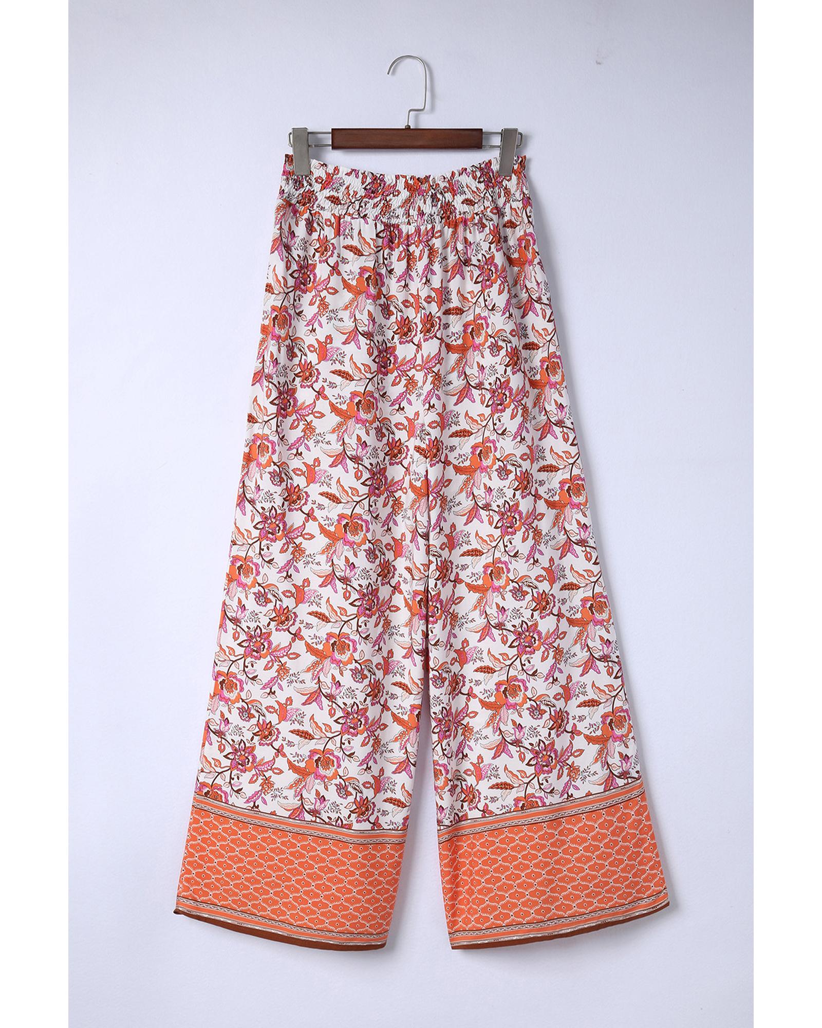 Printed High Waist Wide Leg Pants - S