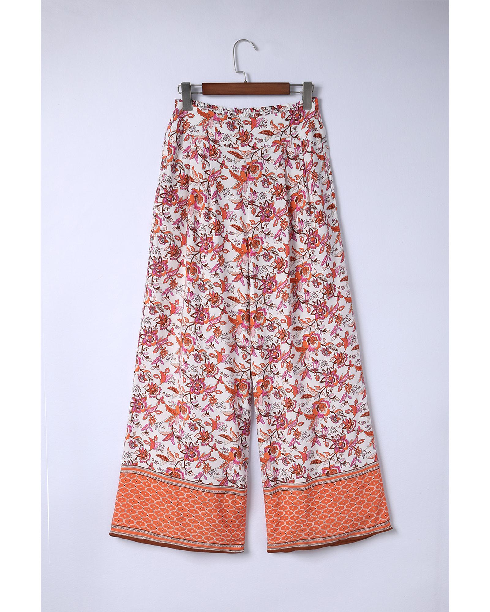 Printed High Waist Wide Leg Pants - S