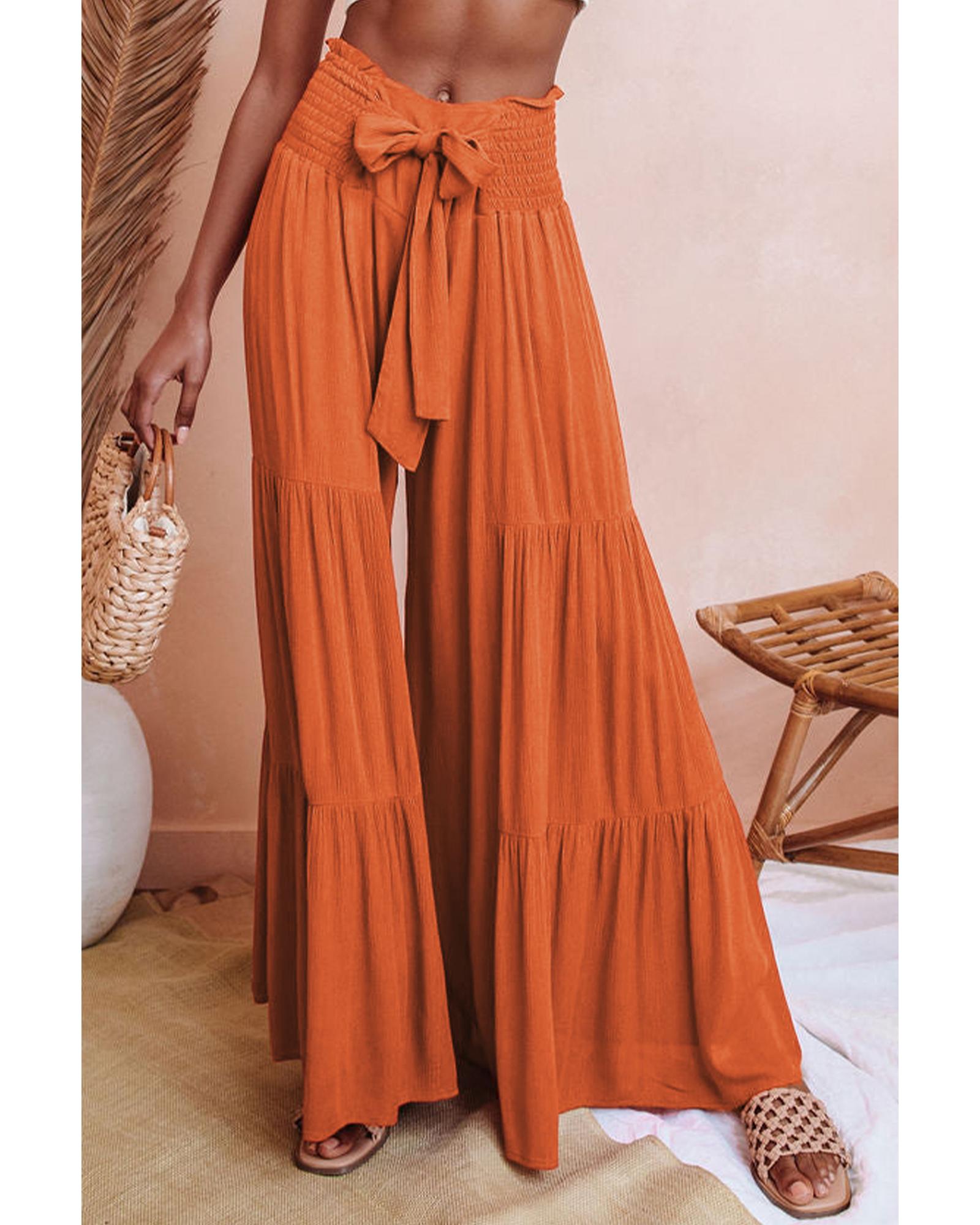 Tiered Wide Leg Pants - M