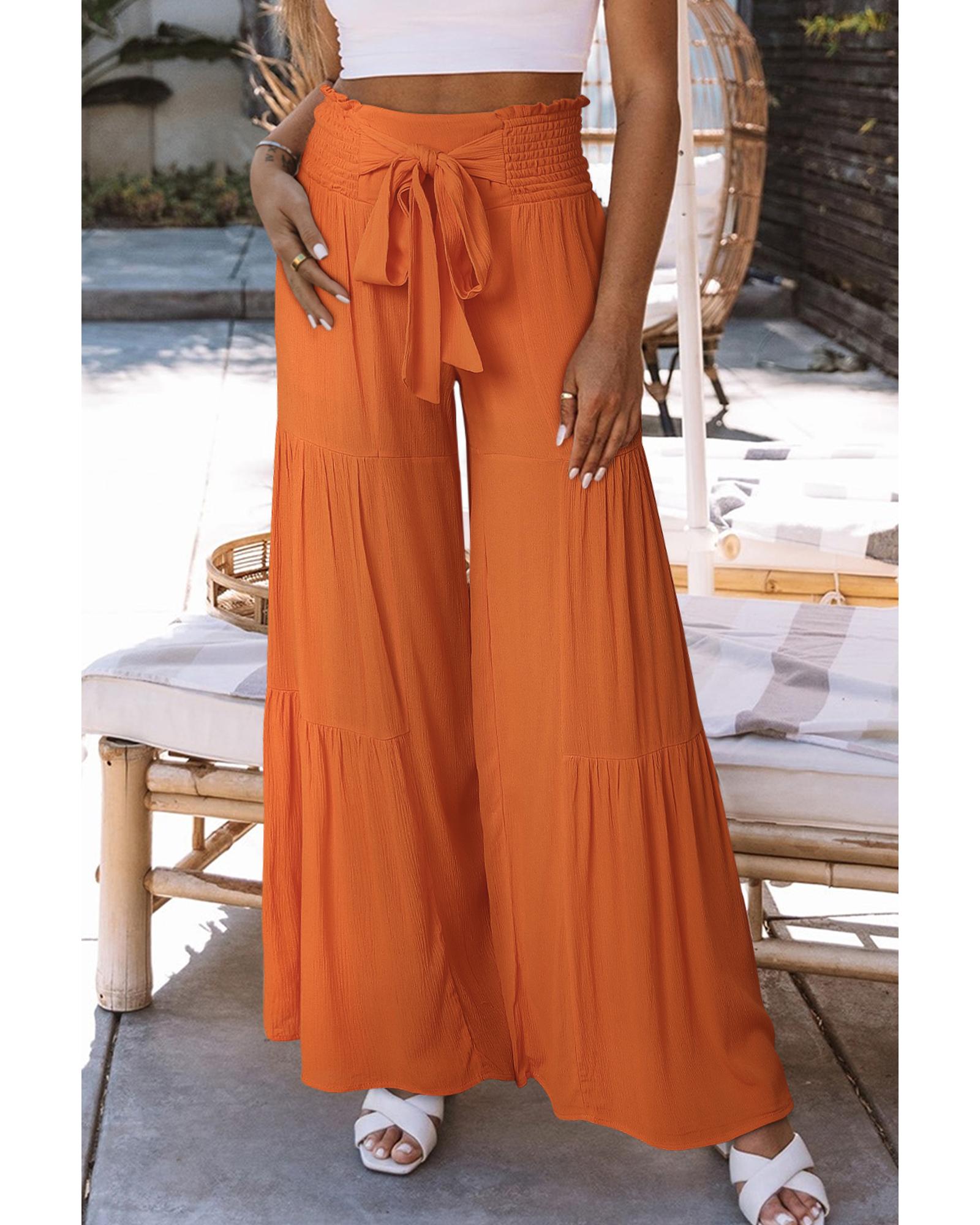 Tiered Wide Leg Pants - M