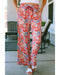 Print Drawstring Smocked High Waist Pants - XL