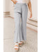 High Waist Wide Leg Pants with Side Slits - L