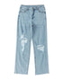 Distressed Straight Leg Jeans with Frayed Hem - 14 US