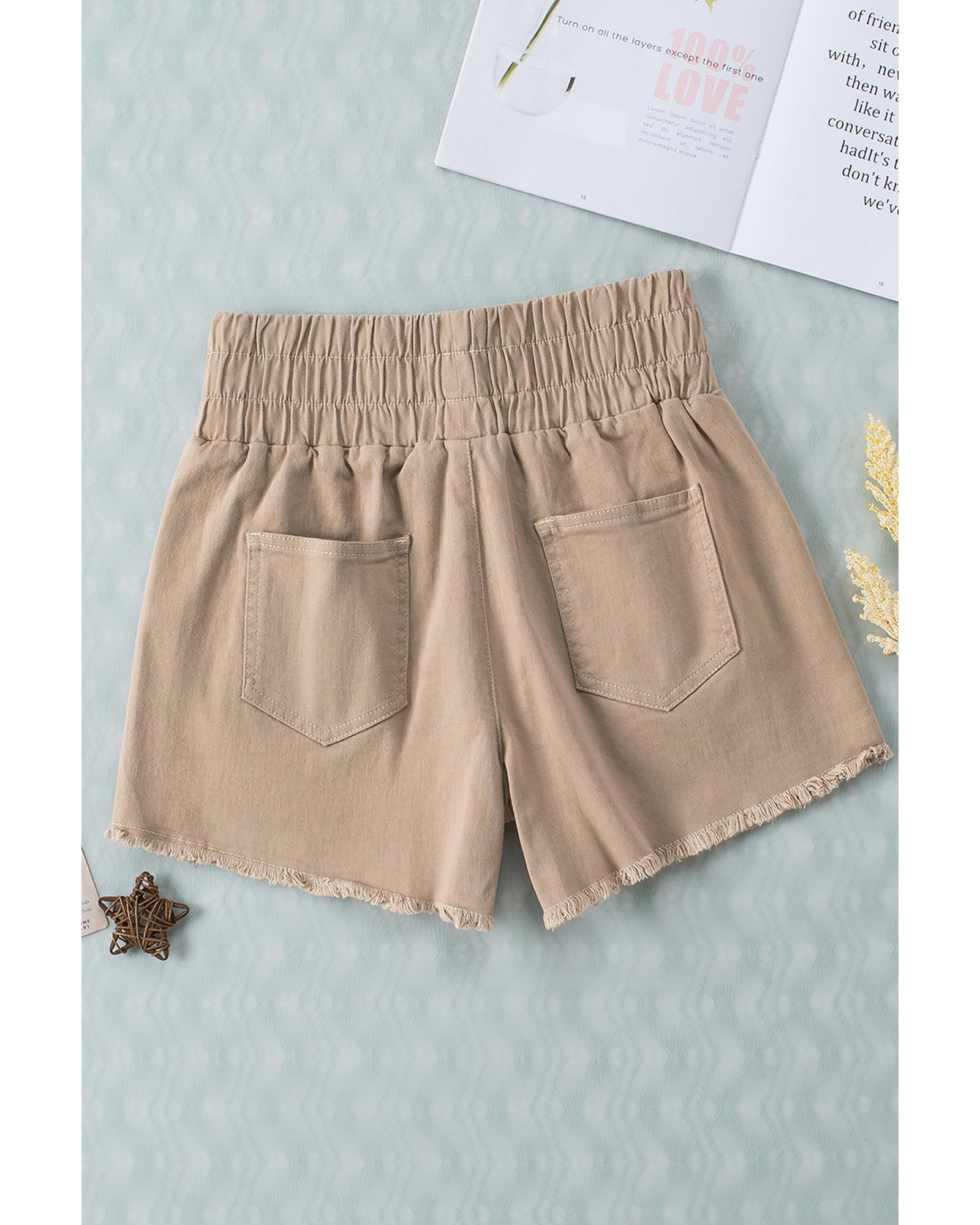 Smocked Elastic High Waist Shorts - 10 US