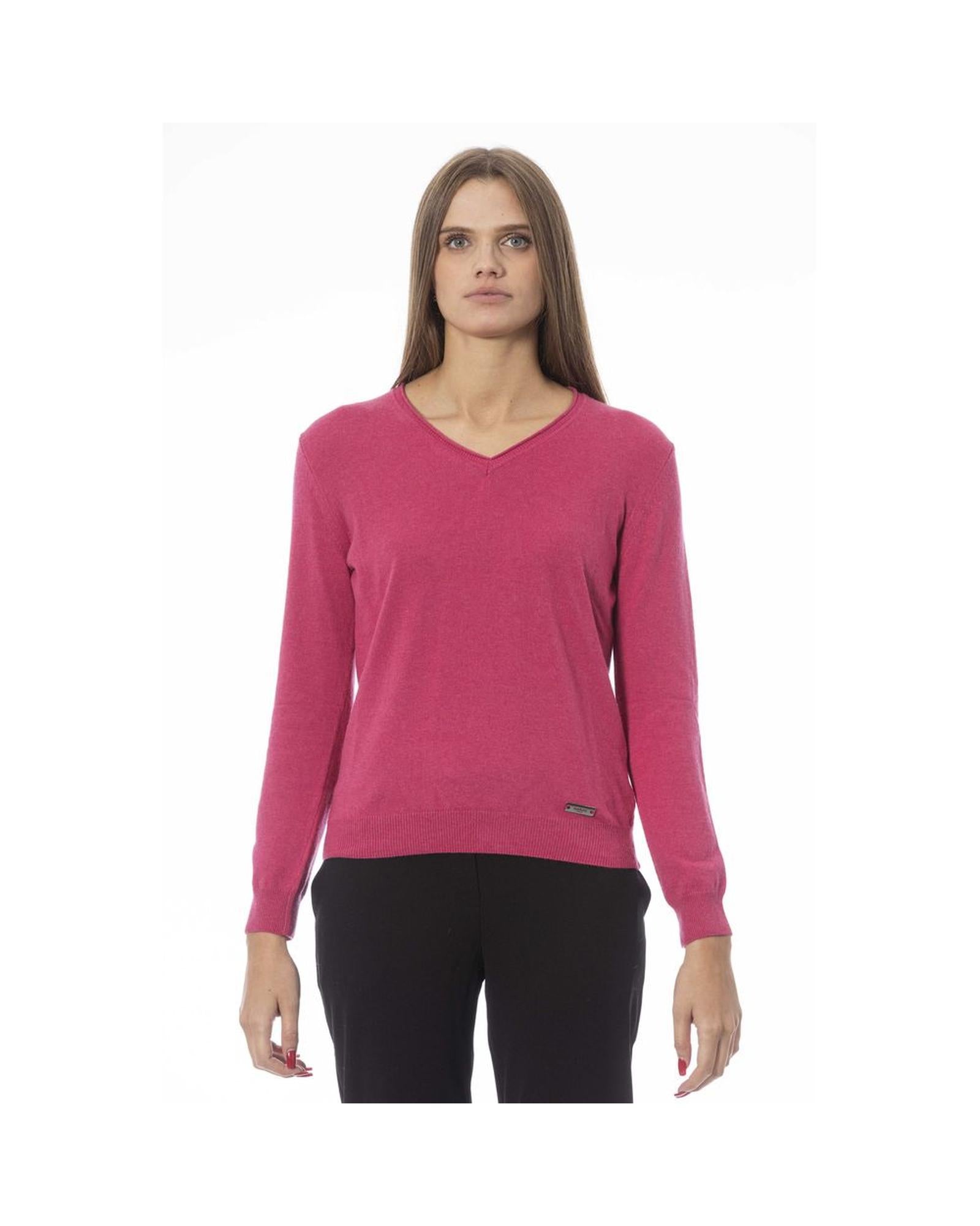 Women's Fuchsia Polyamide Sweater - L