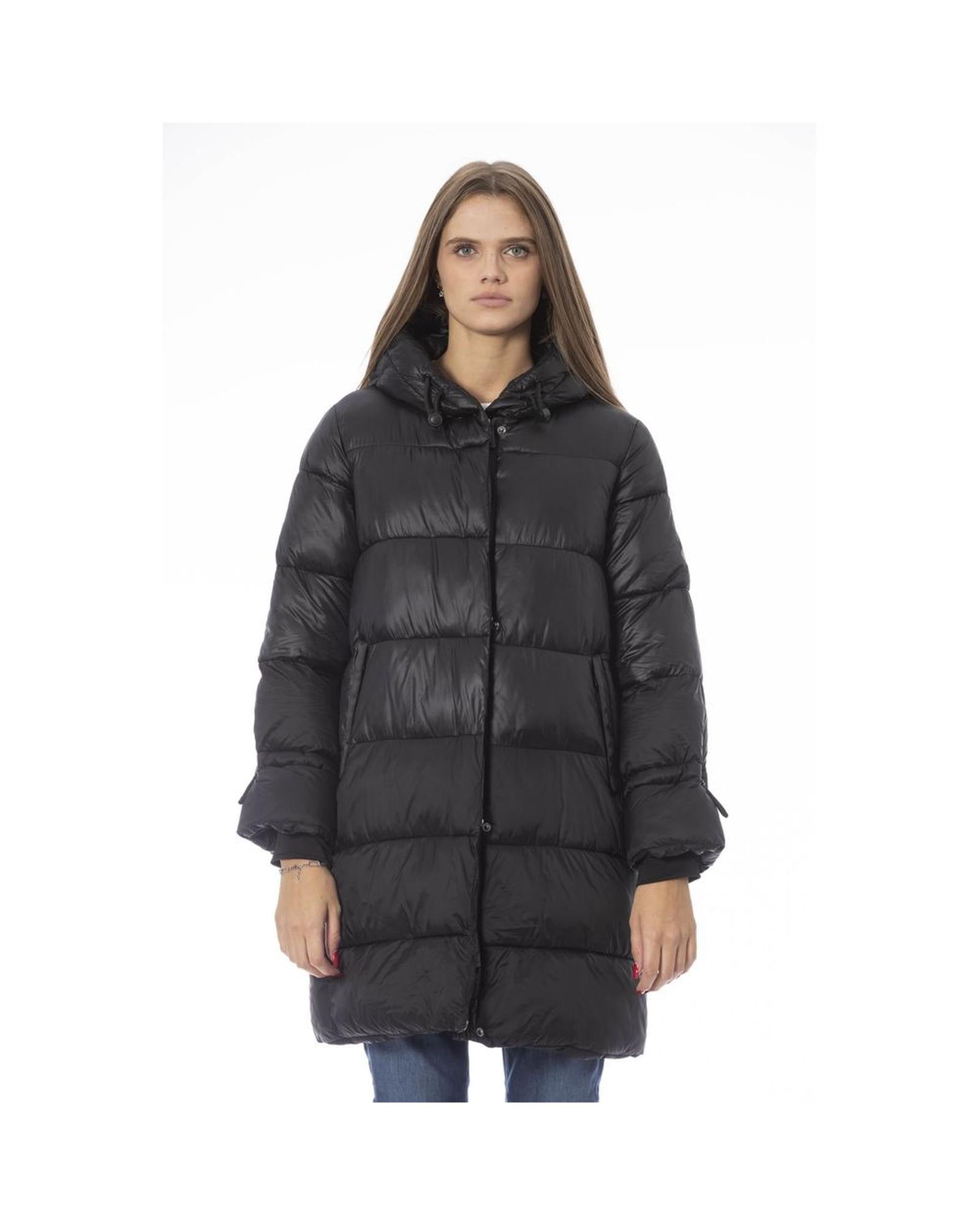 Women's Black Nylon Jackets & Coat - L