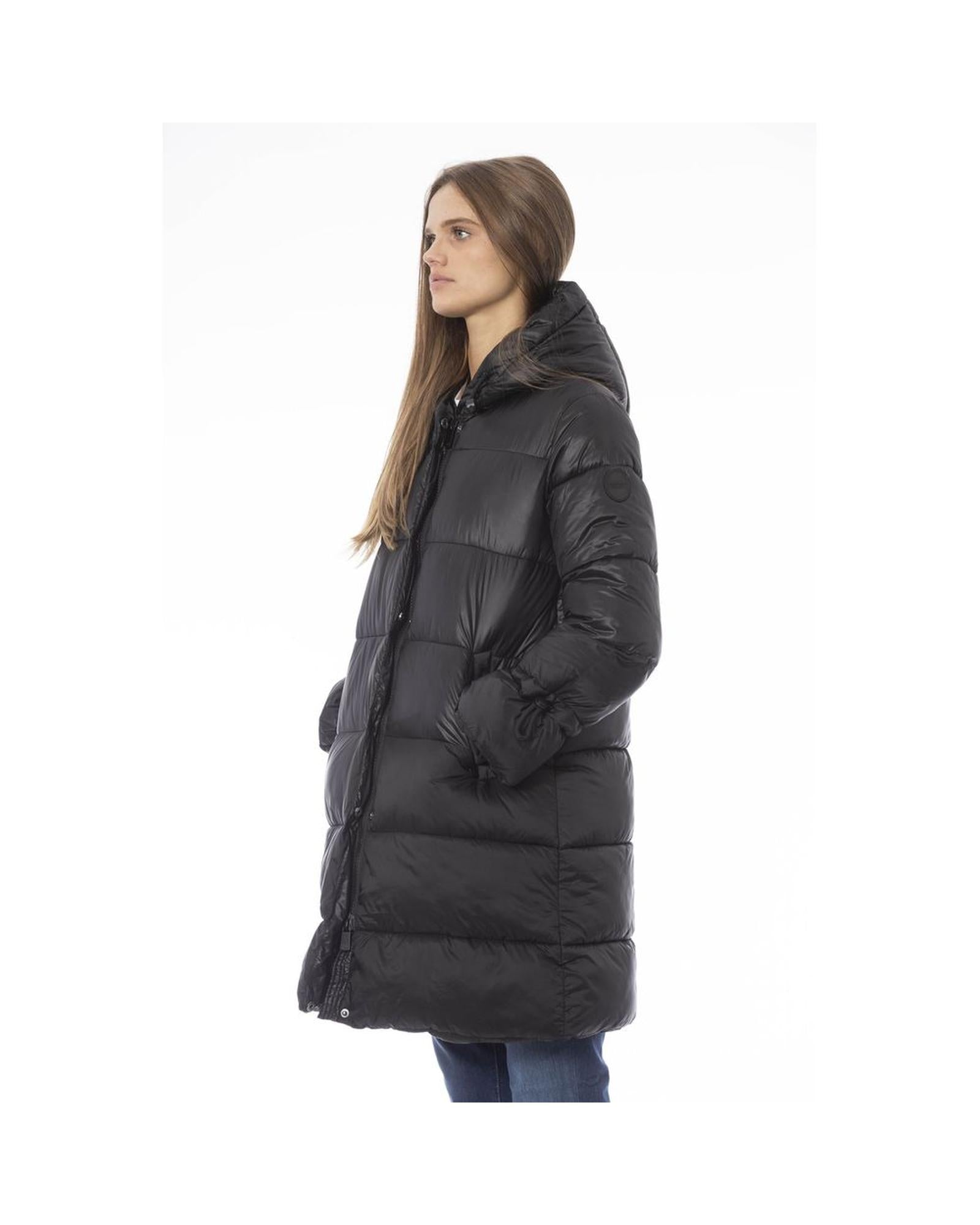 Women's Black Nylon Jackets & Coat - L