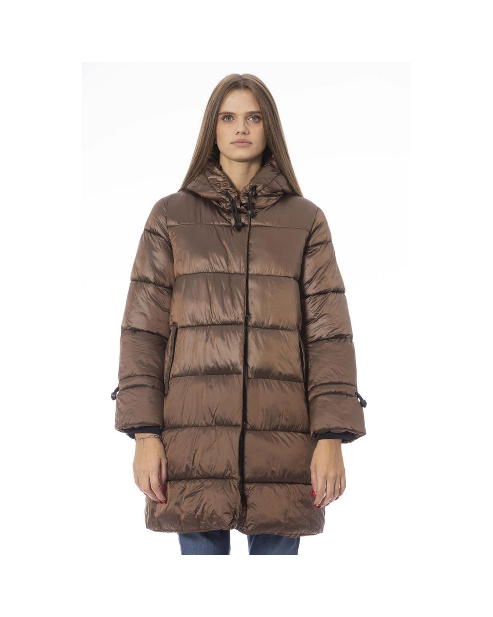 Women's Brown Nylon Jackets & Coat - L