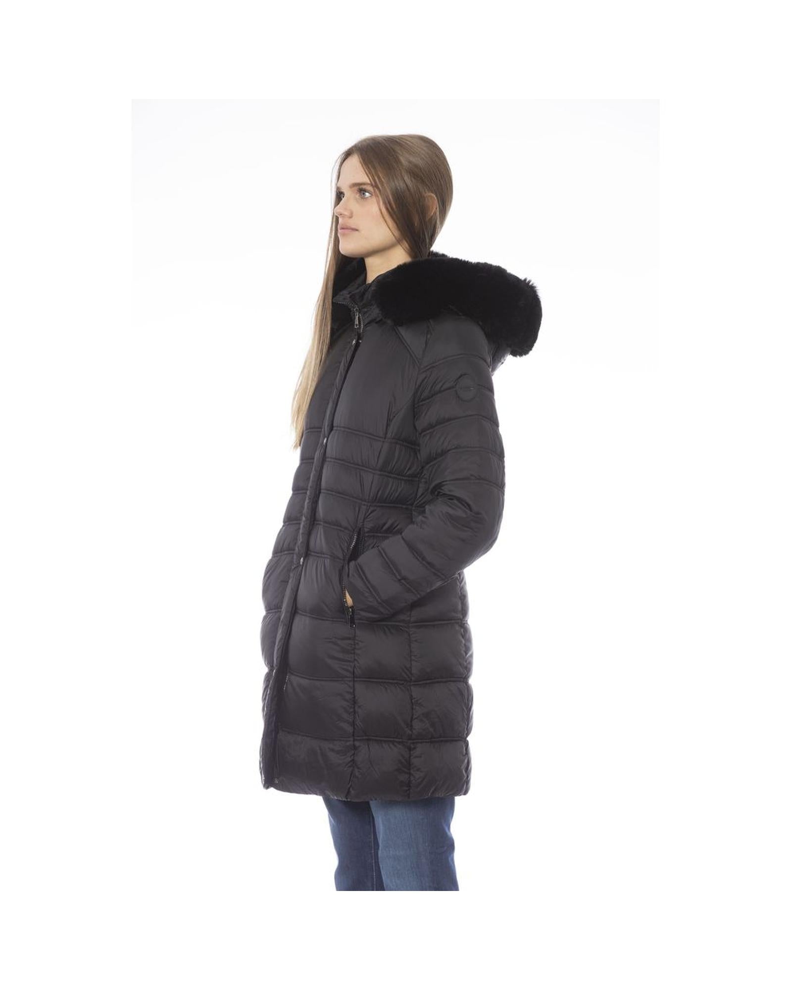 Women's Black Polyester Jackets & Coat - L