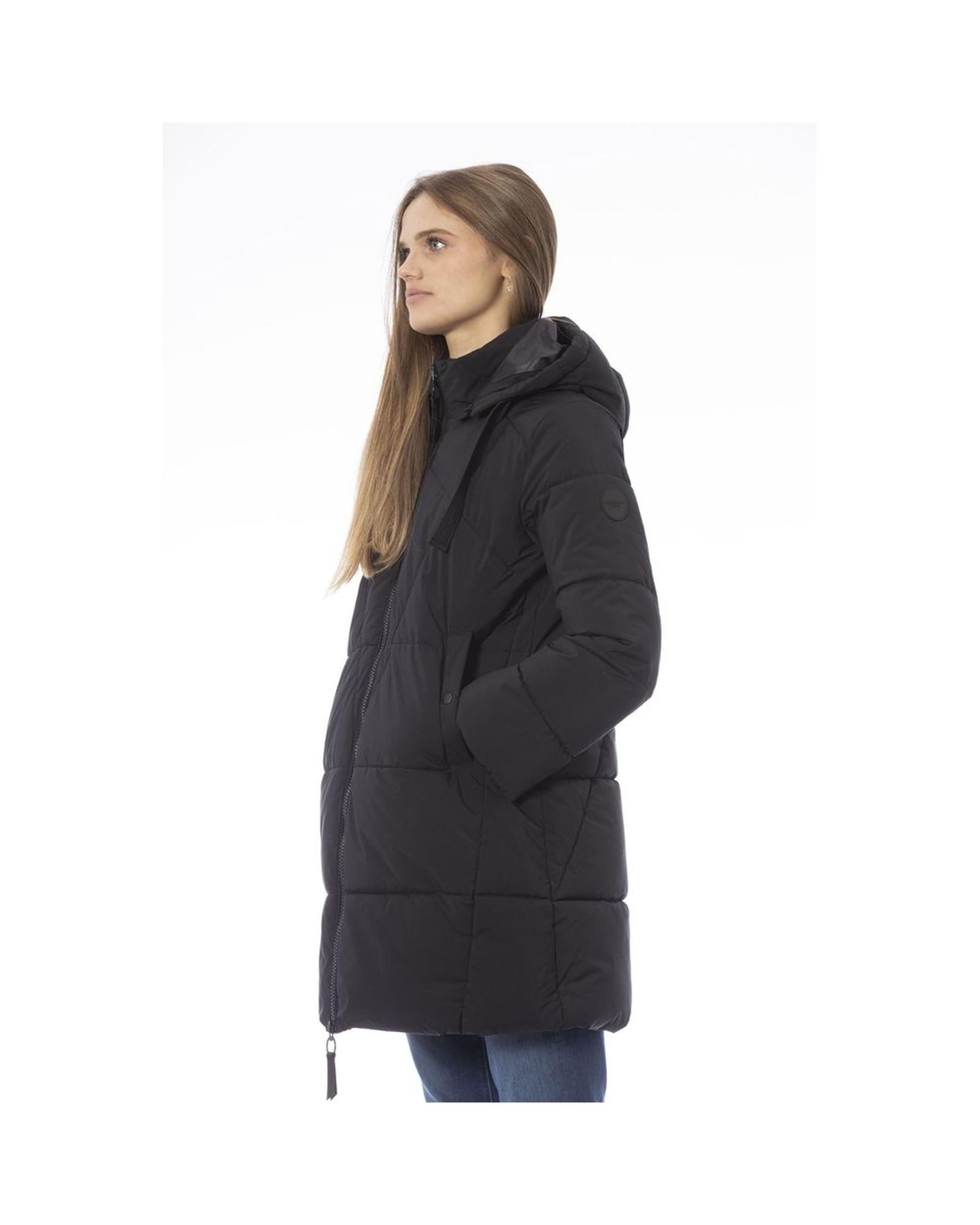 Women's Black Polyester Jackets & Coat - L