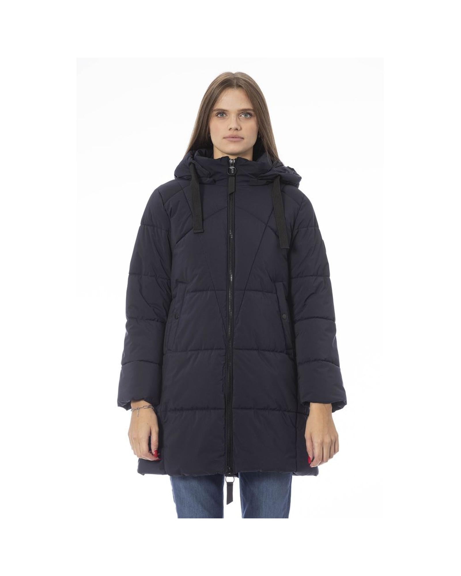 Women's Blue Polyester Jackets & Coat - L