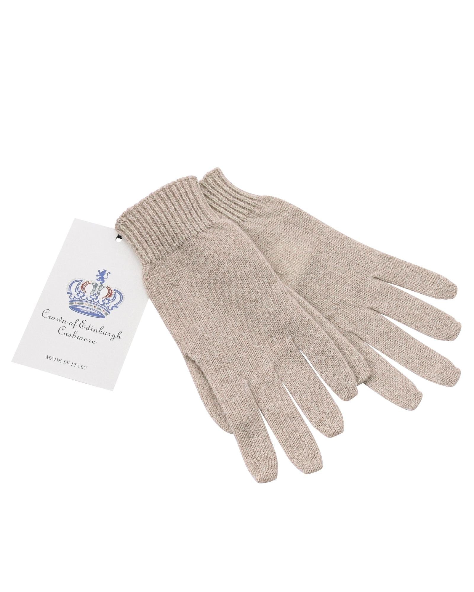 Women's Luxury Cashmere Womens Short Gloves in Beige - M