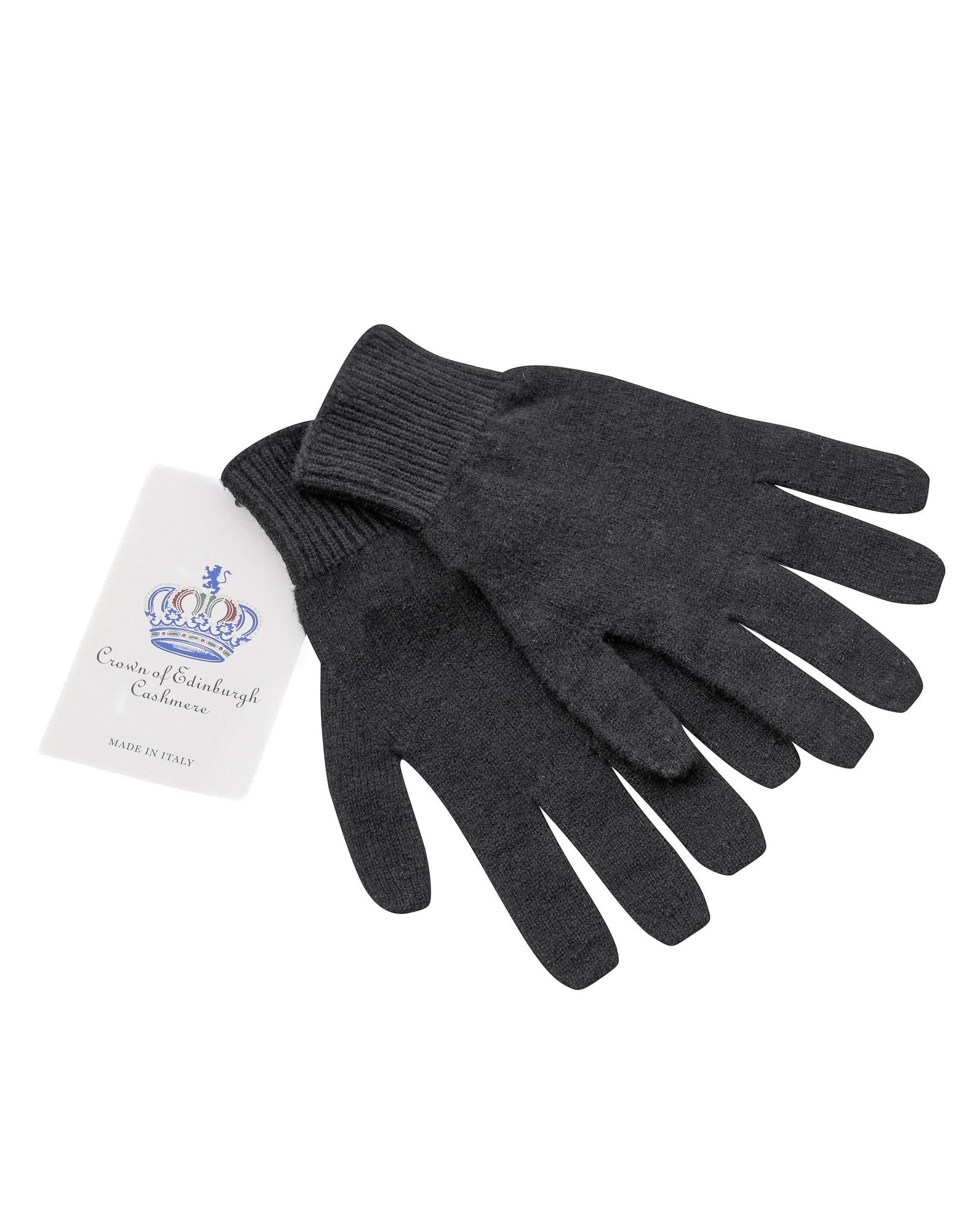 Women's Luxury Cashmere Womens Short Gloves in Black - L