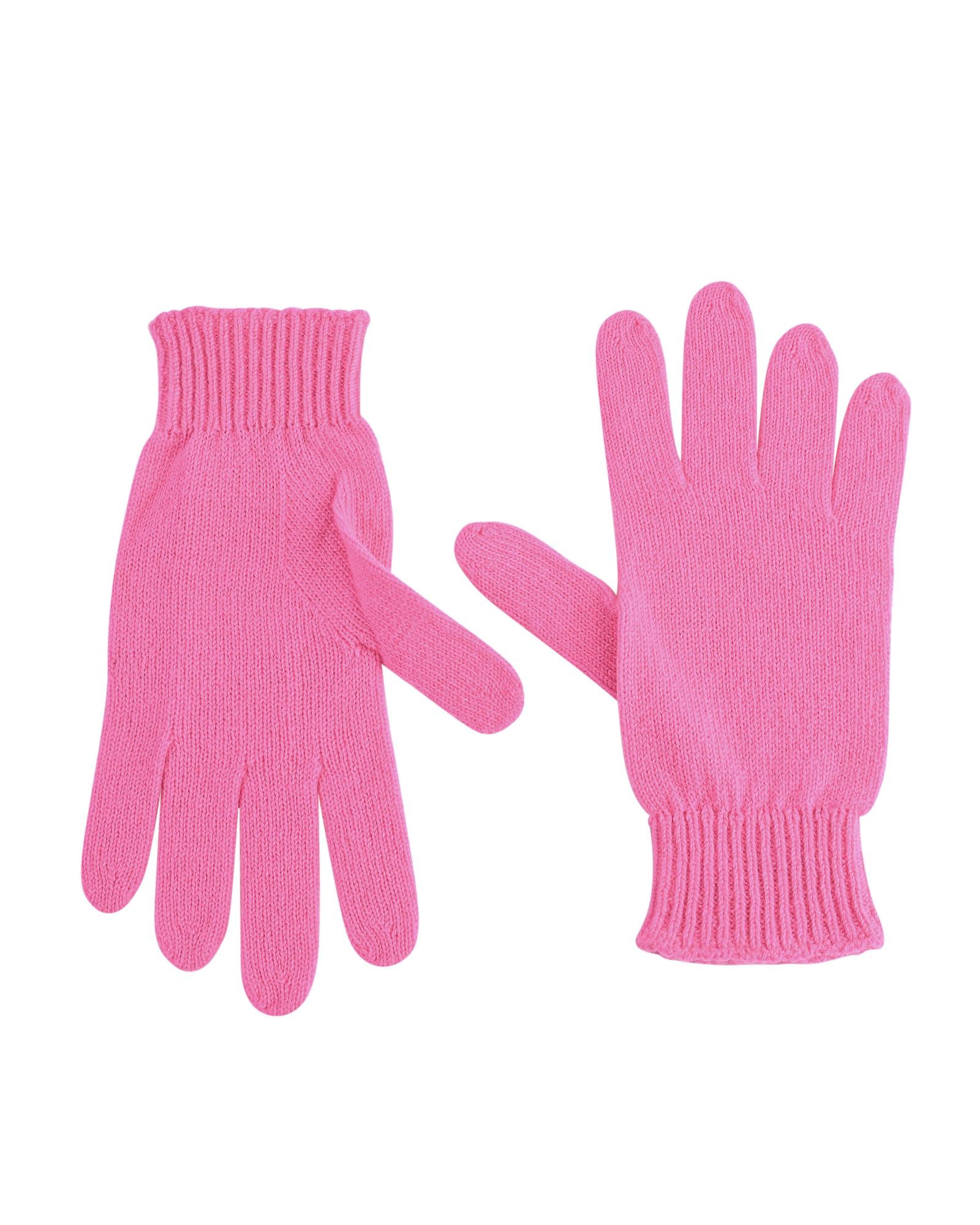 Women's Luxury Cashmere Womens Short Gloves in Rosa Fluo - M