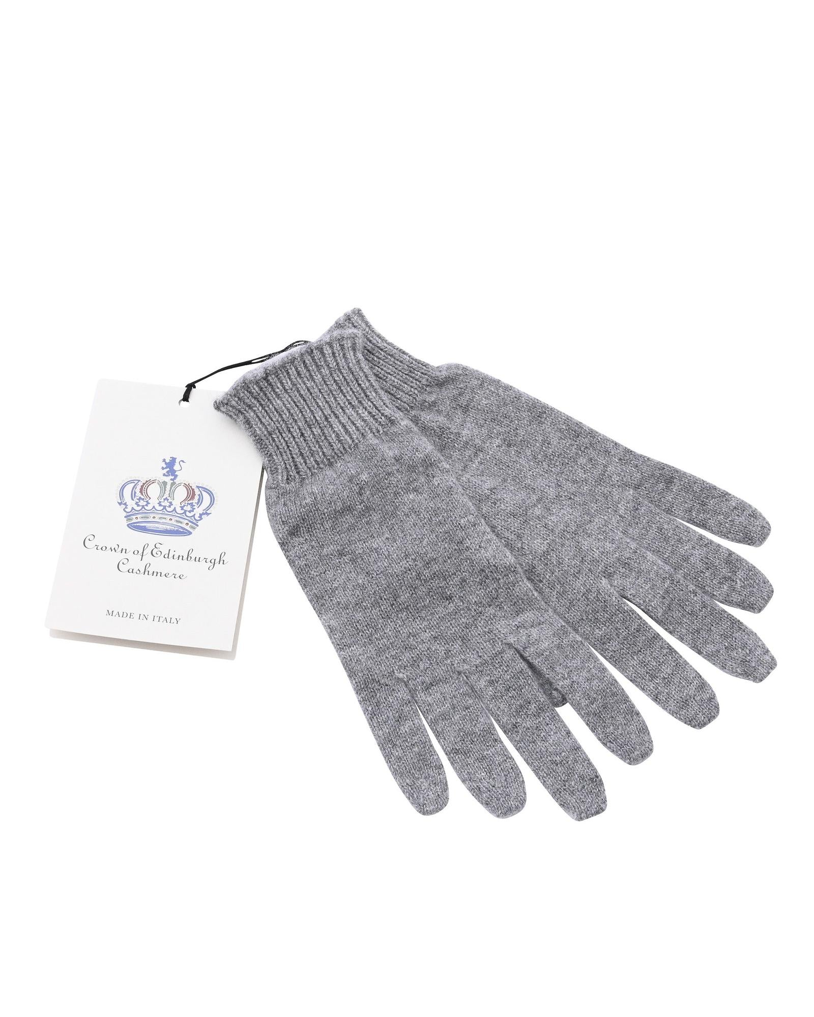 Women's Luxury Cashmere Womens Short Gloves in Smog - M