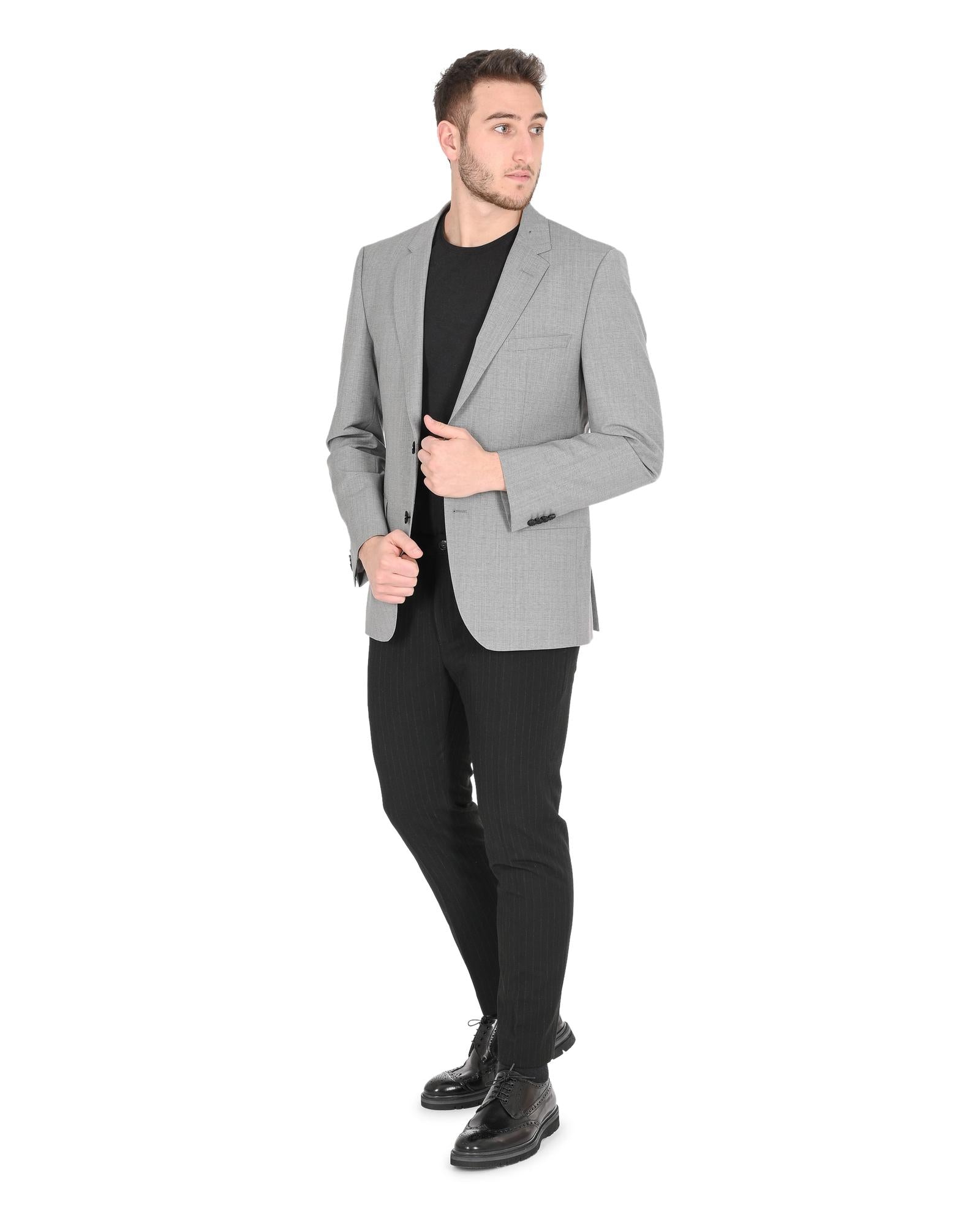 Men's Grey Wool Blend Jacket in Grey - 54 EU