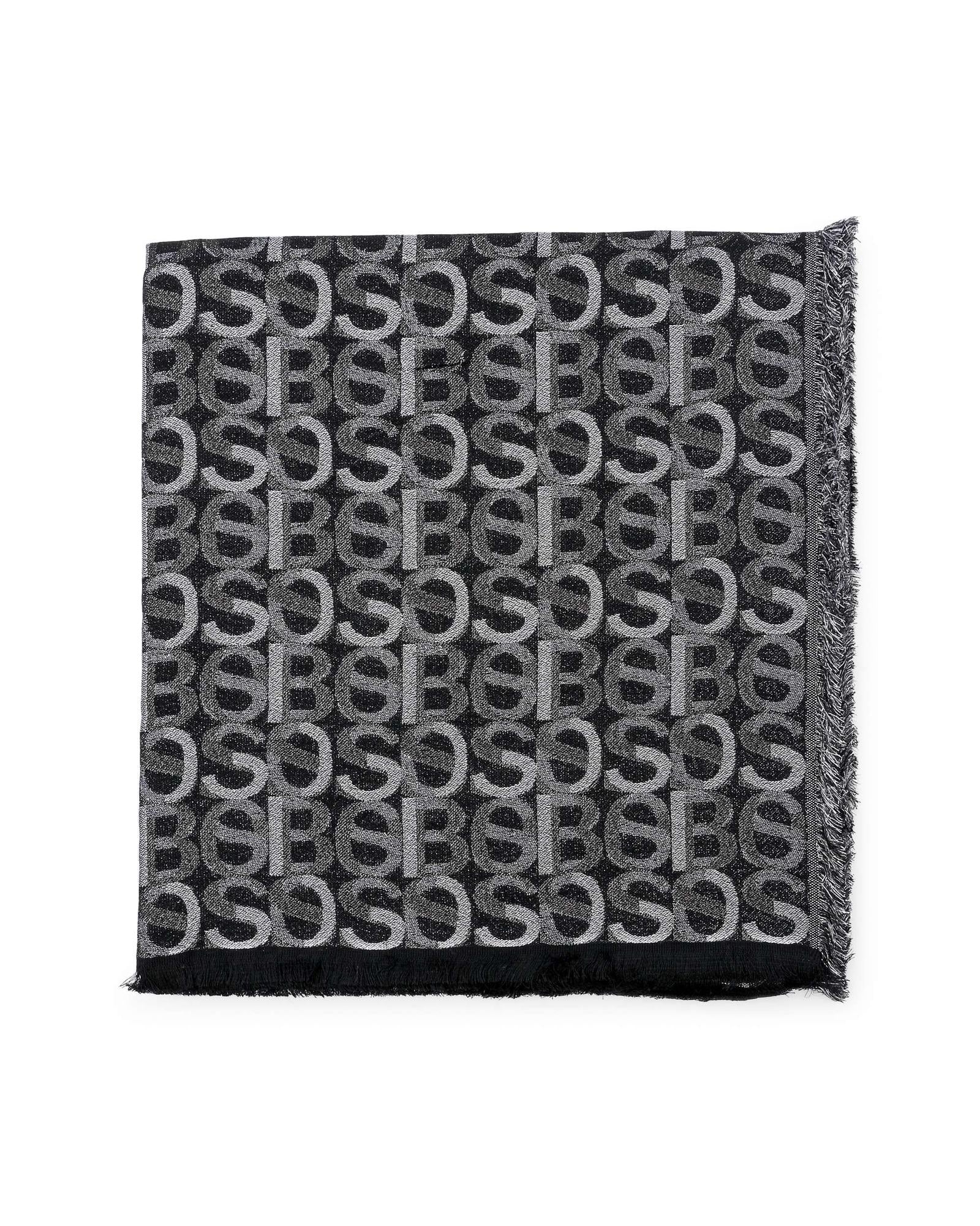 Women's Modal and Wool Blend Scarf with Metallic Detail in Black - One Size