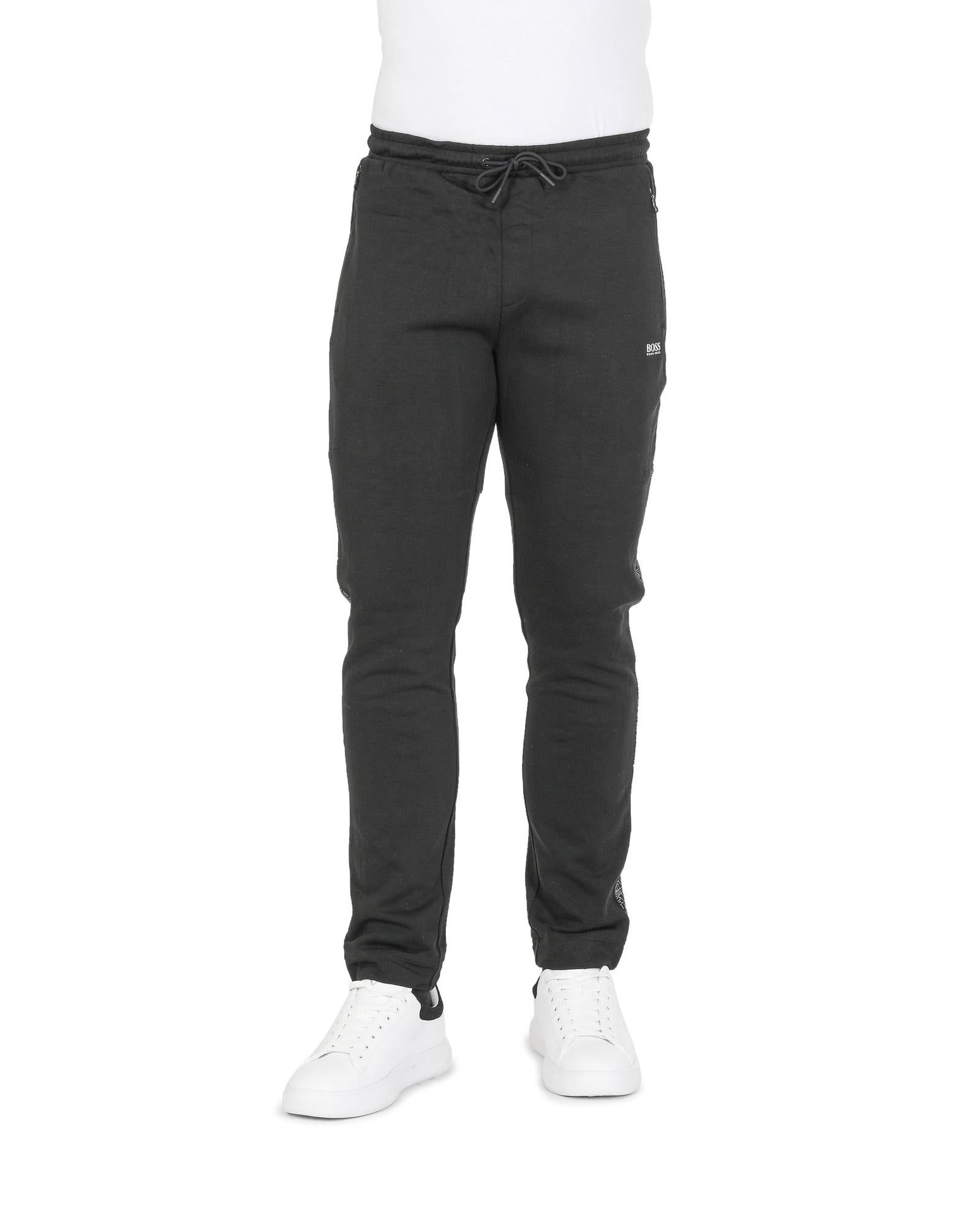 Men's Black Cotton Blend Pants with Stretch in Black - S