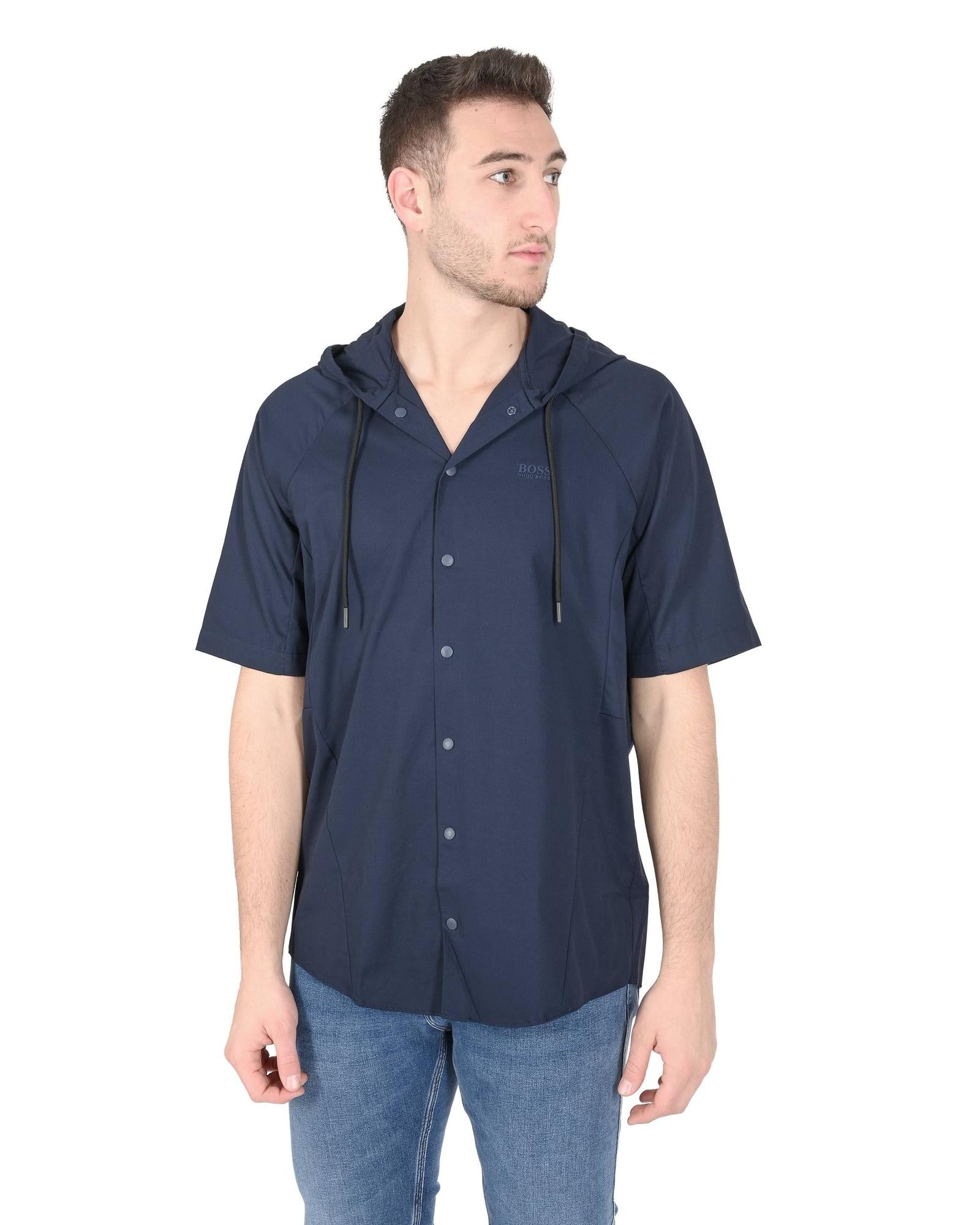 Men's Cotton Blend Navy Shirt in Navy blue - XL