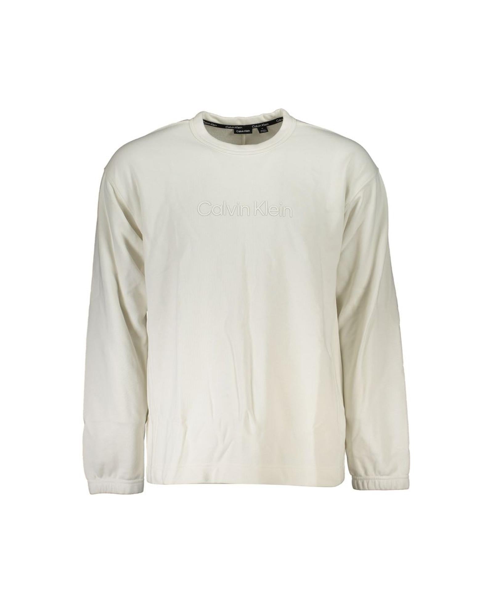 Men's White Cotton Sweater - L