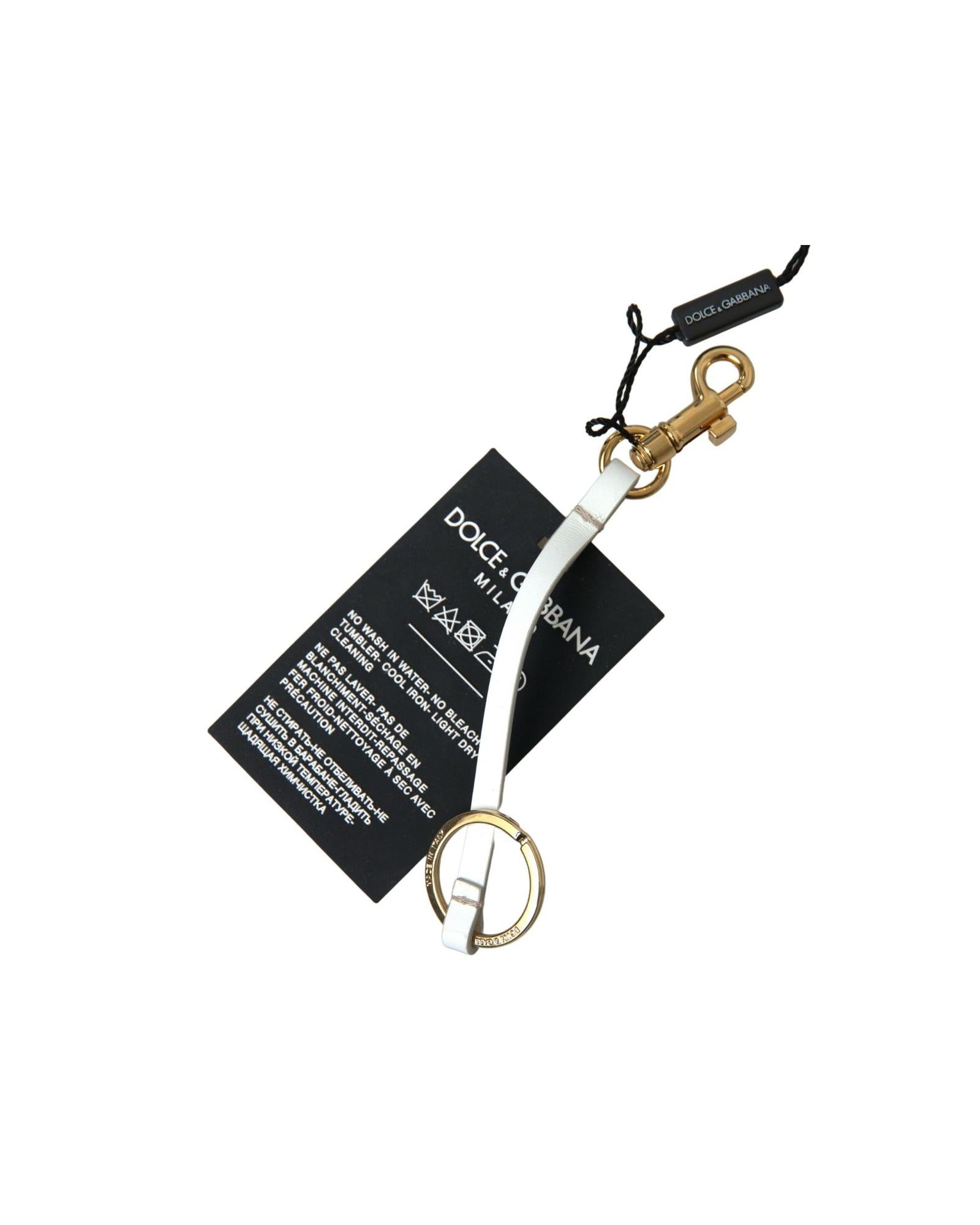 Women's Black Silicone DG Logo Gold Brass Keychain - One Size