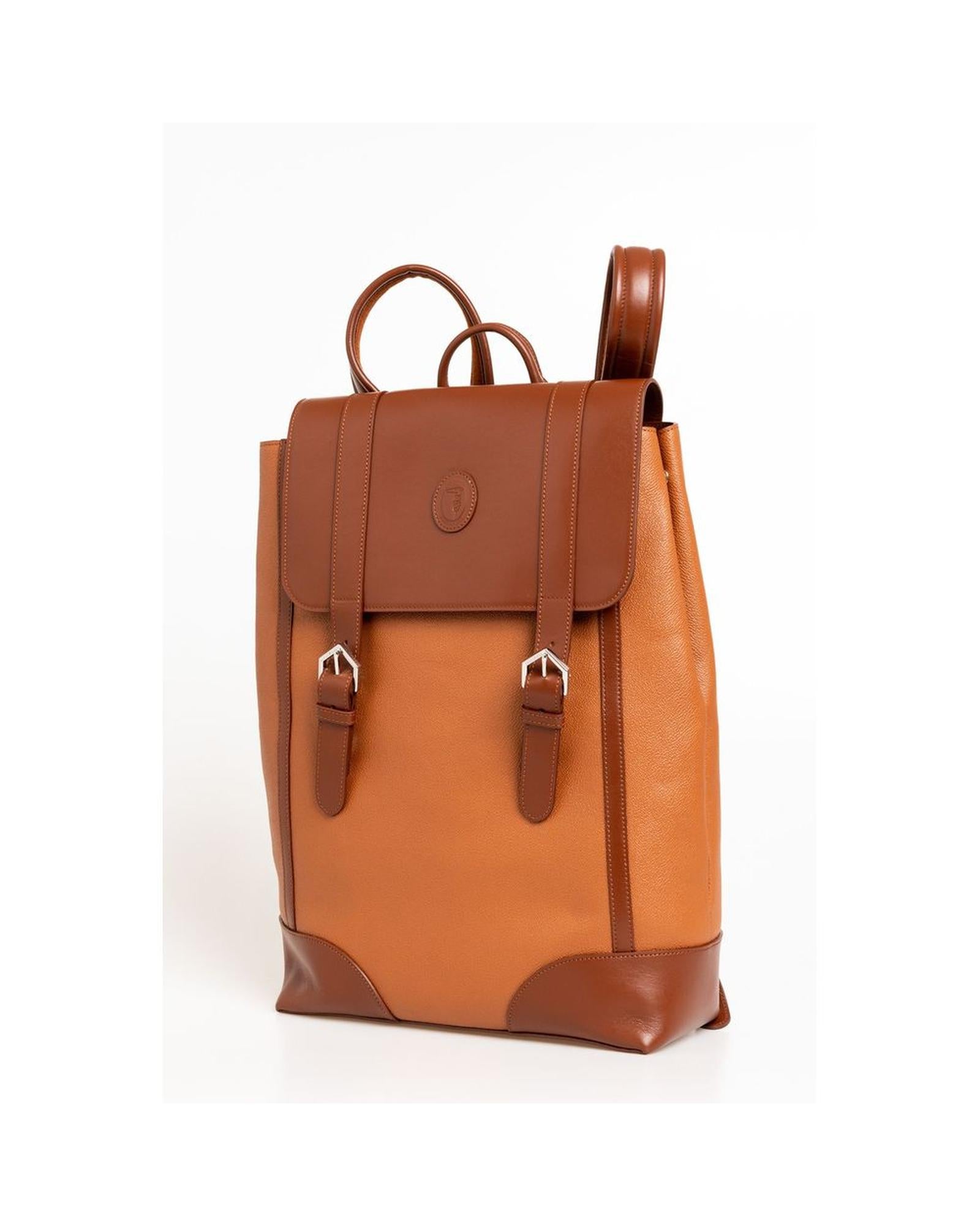 Men's Brown Leather Backpack - One Size