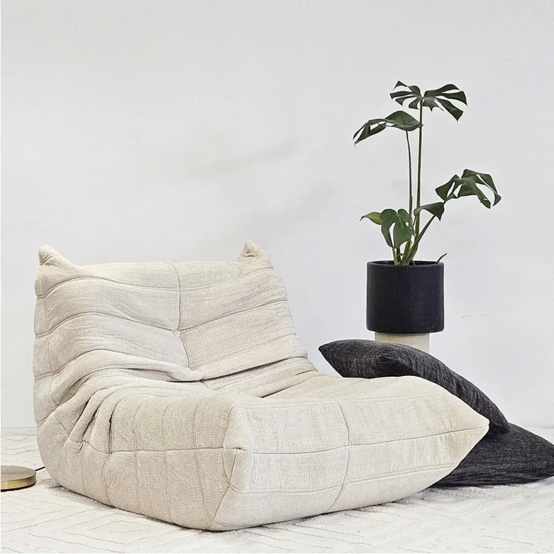Vacuum-Packed, Comfy Mid Century Togo Lounge Sofa Modern Backrest White Corduroy Armless Retro Decorative Cozy Seat for Indoor