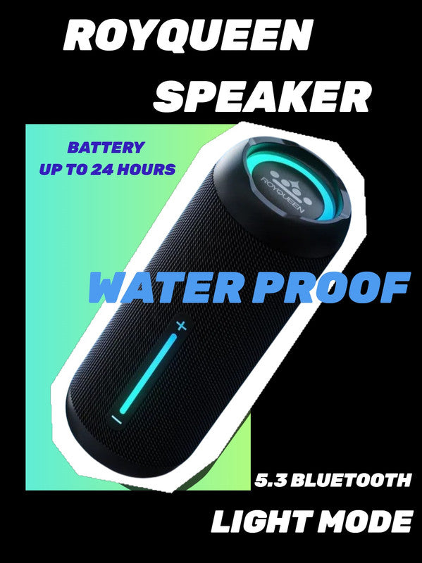 ROYQUEEN Bluetooth Speaker with LED Light,Portable bluetooth speaker with IPX7 Waterproof, Bluetooth 5.3, 20H Battery Life, 360Â° HD Stereo Sound