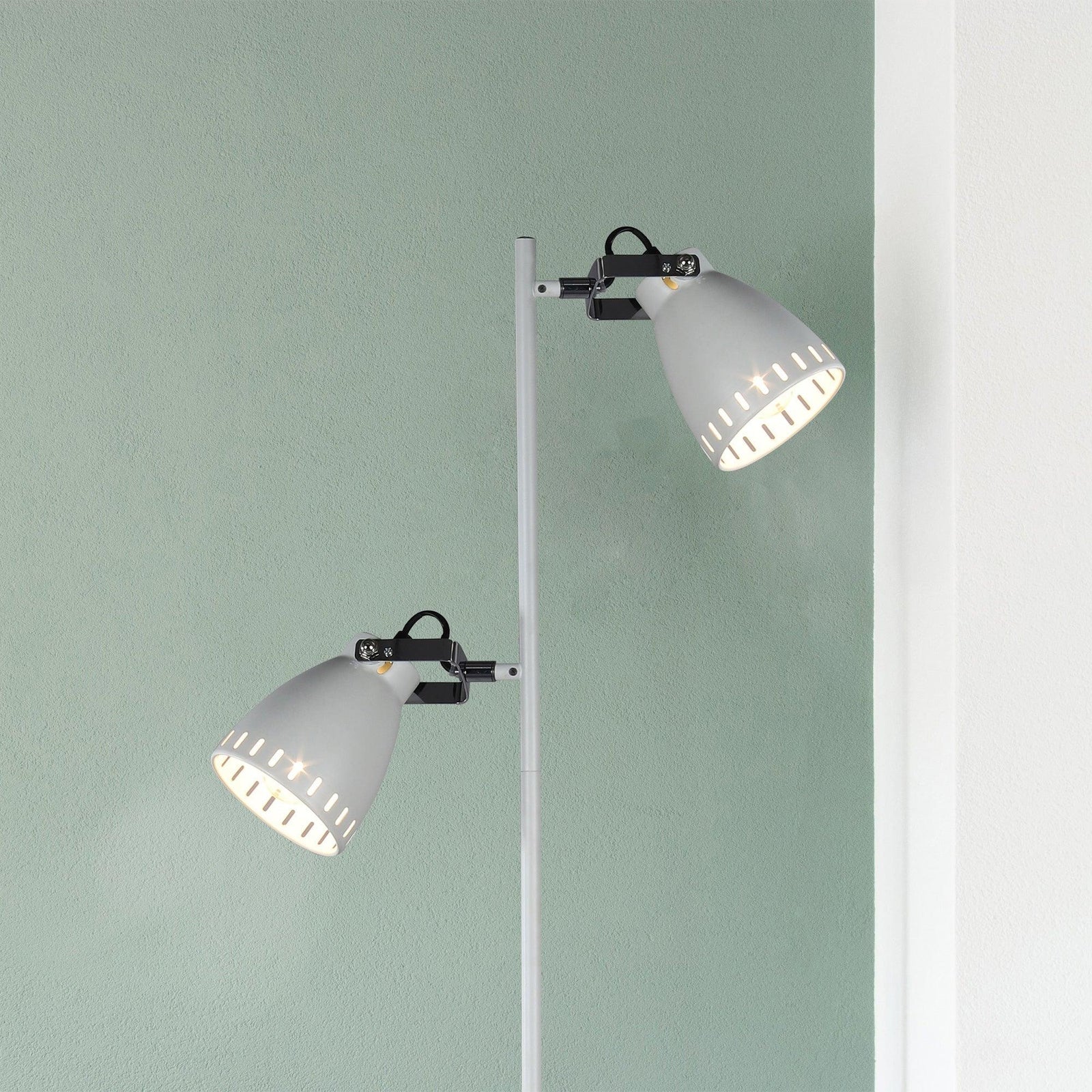 Audrey Floor Lamp – White Metal, Dual Adjustable Heads, Modern 158cm Light