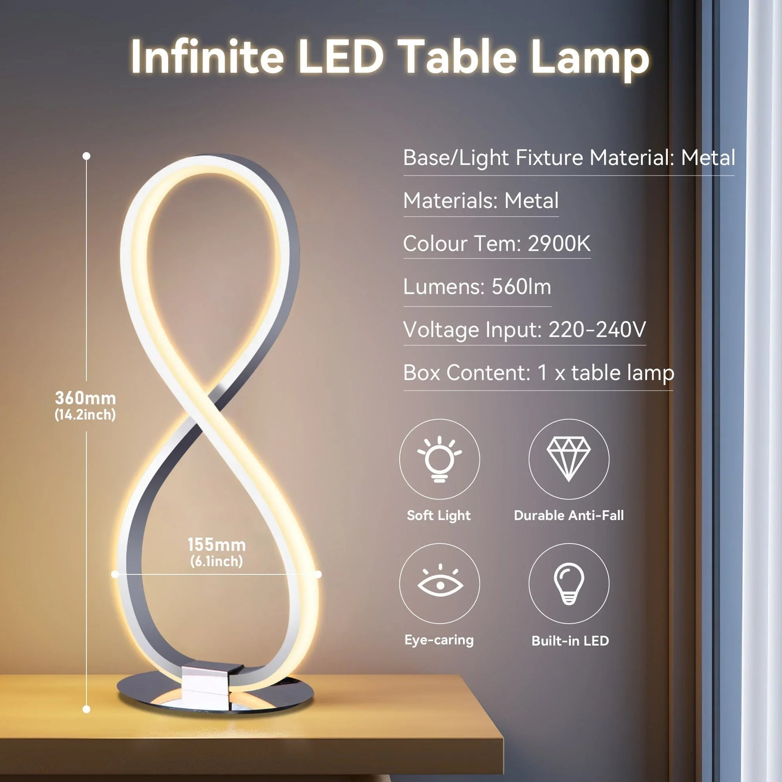 Infinite LED Table Lamp - Chrome
