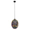Moravian Oval Glass Pendant Light in Chrome, Speckled Effect, E27 Base