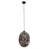 Moravian Oval Glass Pendant Light in Chrome, Speckled Effect, E27 Base