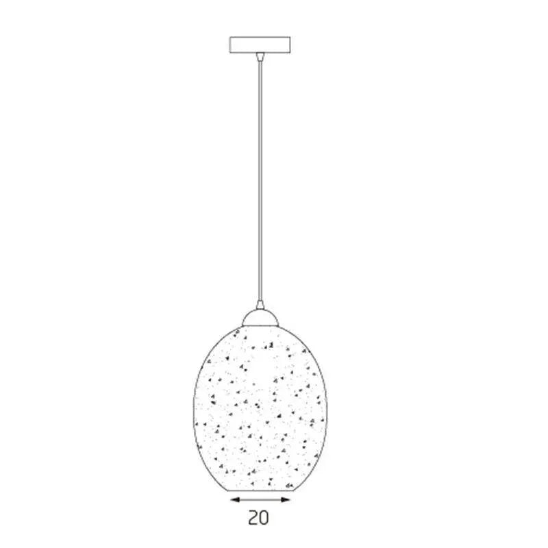 Moravian Oval Glass Pendant Light in Chrome, Speckled Effect, E27 Base
