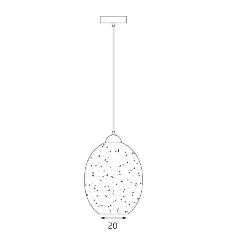 Moravian Glass Oval Pendant Light - Chrome
