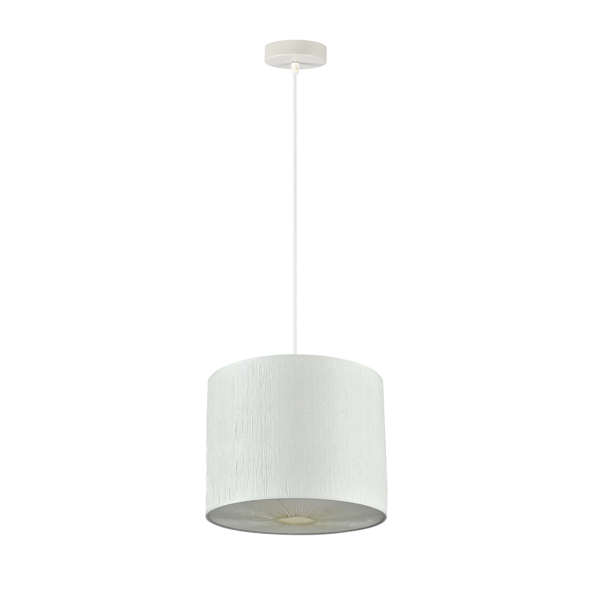 Ingrid Pendant Light Small White Drum Shade Paper Fabric Round 170cm