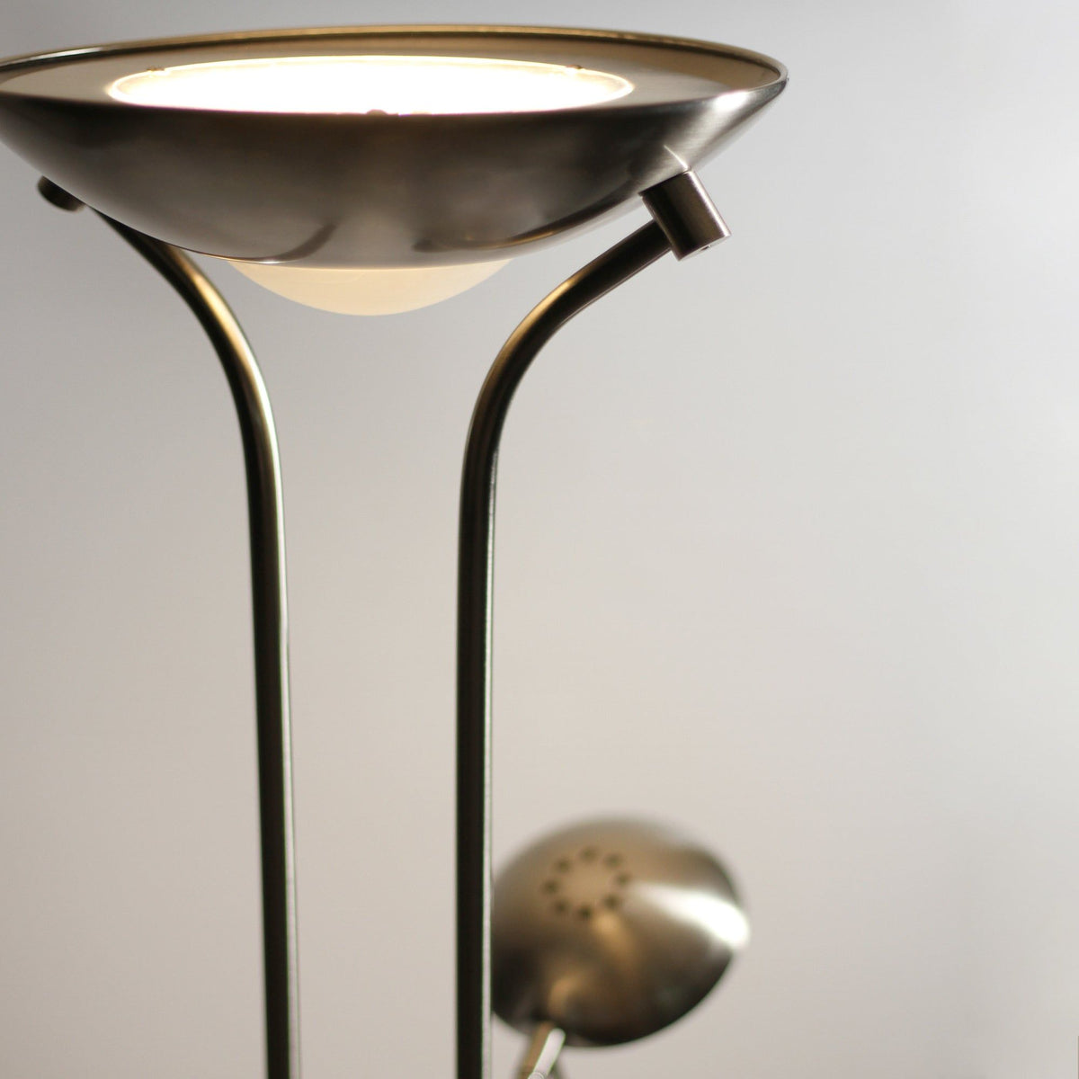 Buckley Dimmable LED Mother and Child Floor Lamp, 180cm, Satin Chrome Base