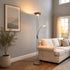 Buckley Dimmable LED Mother and Child Floor Lamp, 180cm, Satin Chrome Base