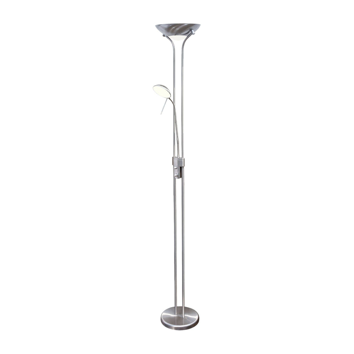 Buckley Dimmable LED Mother and Child Floor Lamp, 180cm, Satin Chrome Base