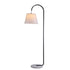 Thea Floor Lamp White Marble Base Black Pole Linen Shade Mid-Century