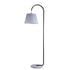Thea Floor Lamp White Marble Base Black Pole Linen Shade Mid-Century