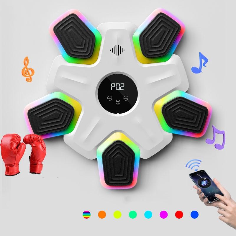 Bluetooth Music Boxing Machine - 4 Modes 9 Speeds Colourful Lights - Only Machine White