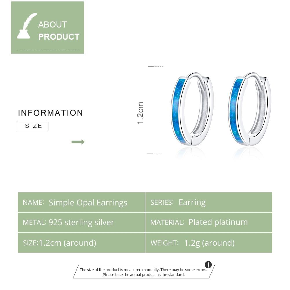 925 Sterling Silver Simple Opal Earrings For Women