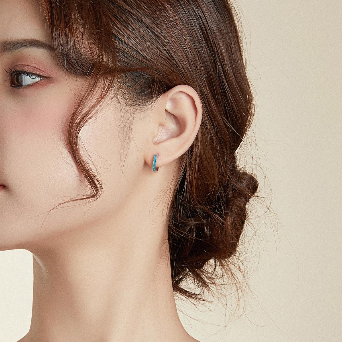 925 Sterling Silver Simple Opal Earrings For Women