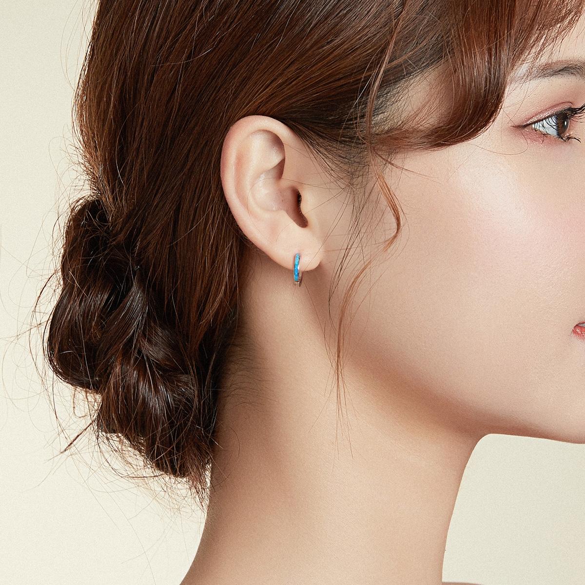 925 Sterling Silver Simple Opal Earrings For Women