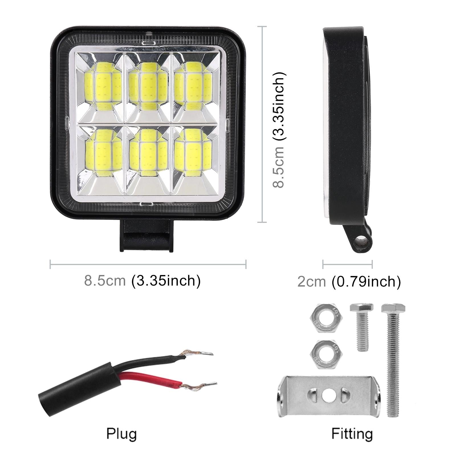 Car Square Work Light With 6 Cob Lamp Beads